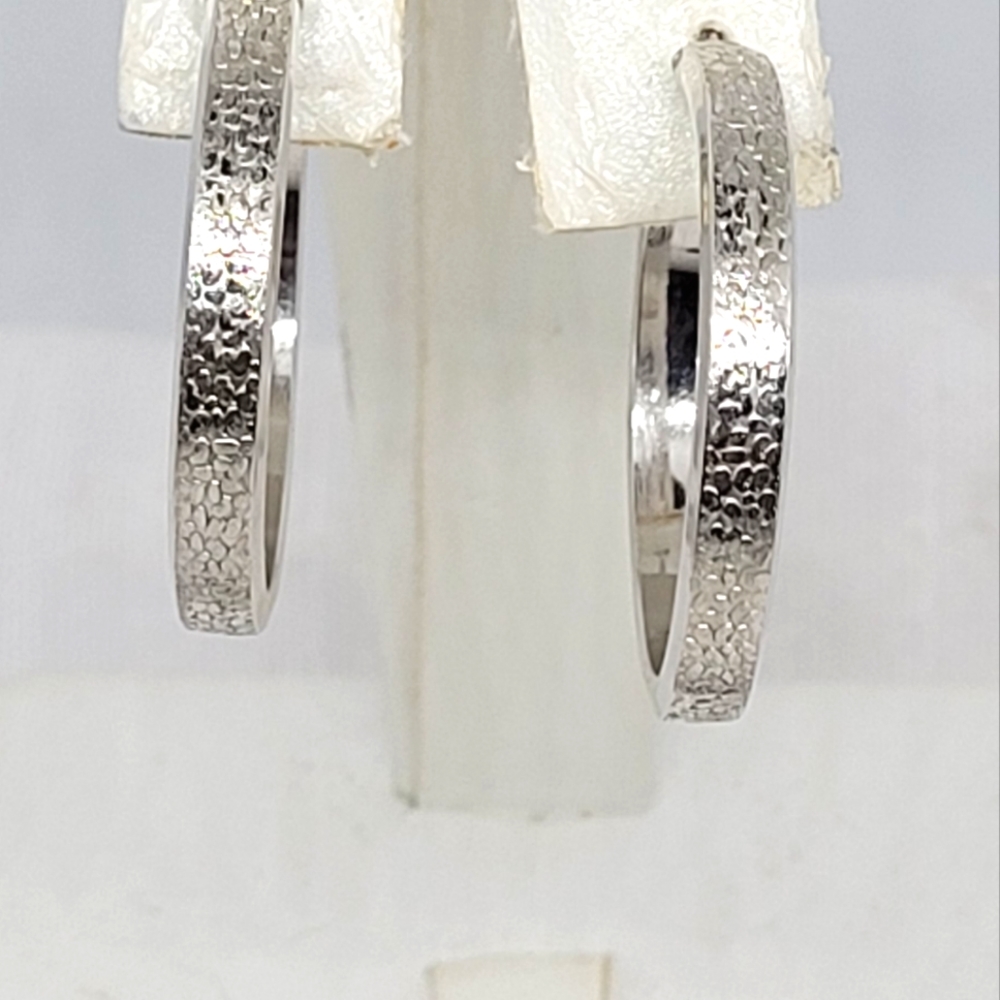 White gold hoop earrings